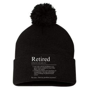 Funny Retired Employee Definition Design Funny Retiring Retiree Funny Retirement Pom Pom 12in Knit Beanie