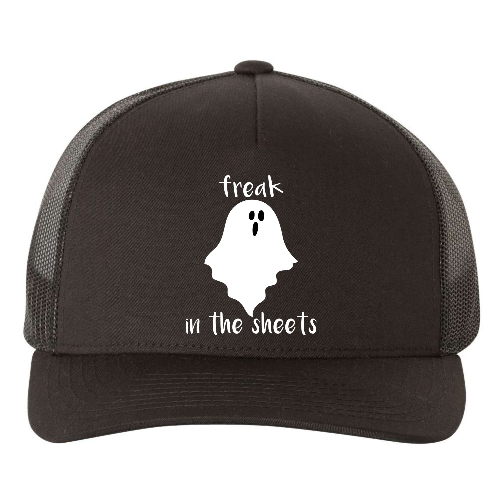 Freak in the Sheets Funny Halloween Yupoong Adult 5-Panel Trucker Hat