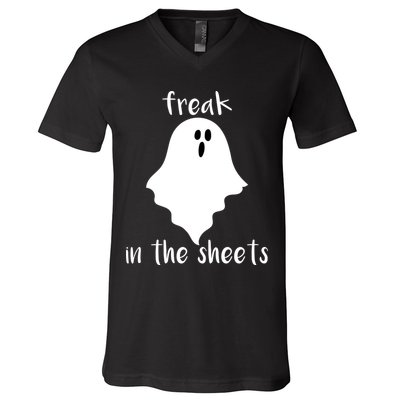 Freak in the Sheets Funny Halloween V-Neck T-Shirt