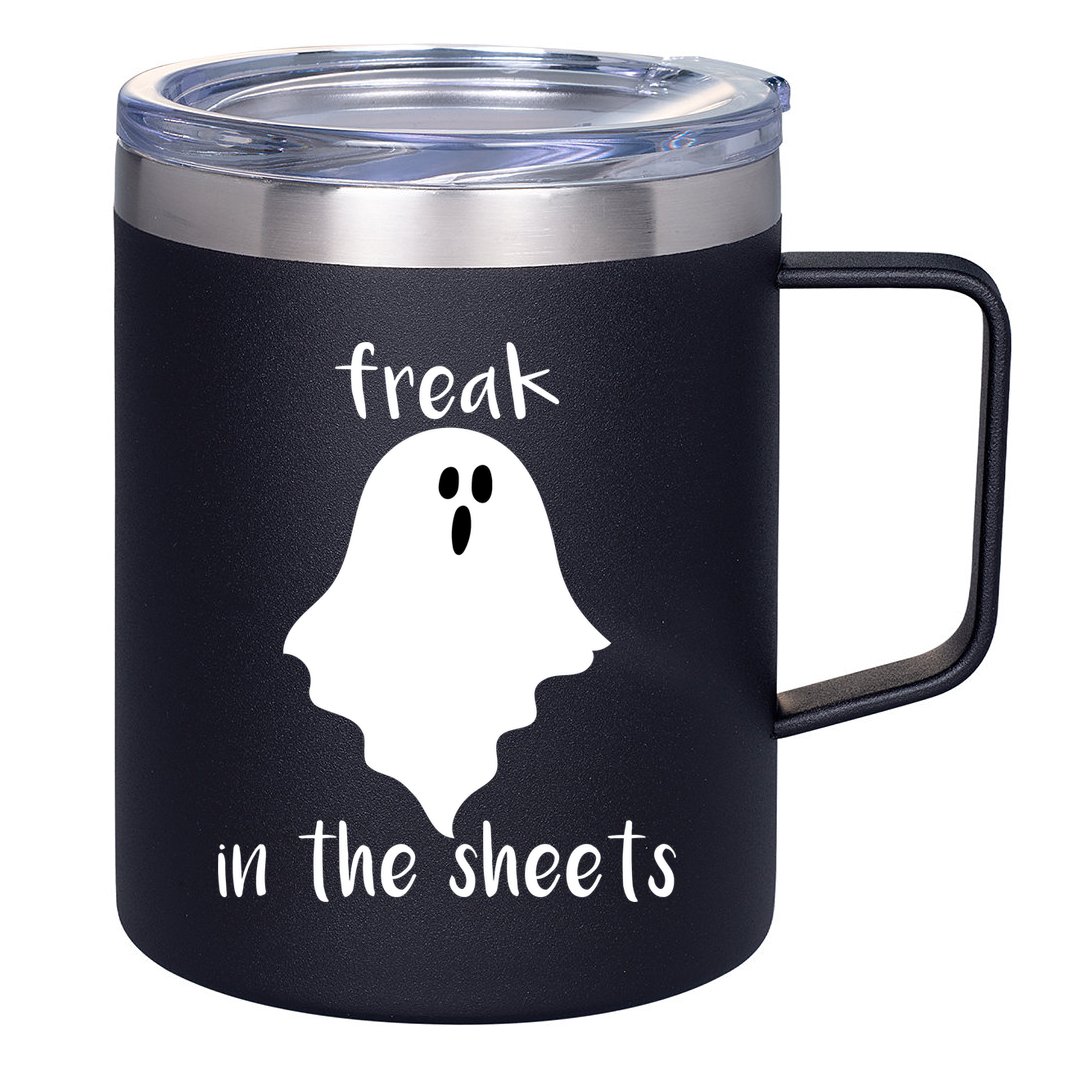 Freak in the Sheets Funny Halloween 12oz Stainless Steel Coffee Mug