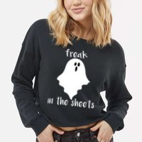 Freak in the Sheets Funny Halloween Cropped Pullover Crew