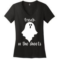 Freak in the Sheets Funny Halloween Women's V-Neck T-Shirt