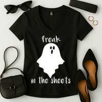 Freak in the Sheets Funny Halloween Women's V-Neck T-Shirt