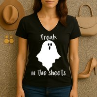 Freak in the Sheets Funny Halloween Women's V-Neck T-Shirt