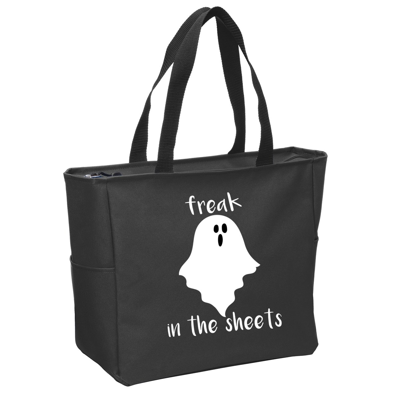 Freak in the Sheets Funny Halloween Zip Tote Bag