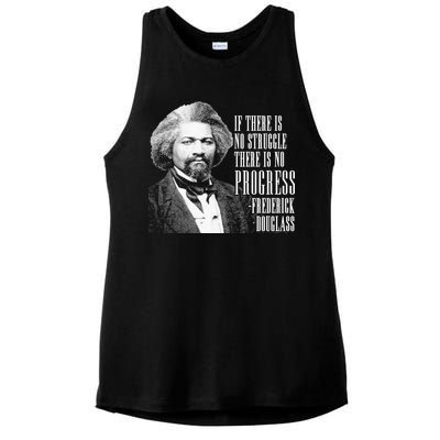 Frederick Douglass History Quote Ladies PosiCharge Tri-Blend Wicking Tank