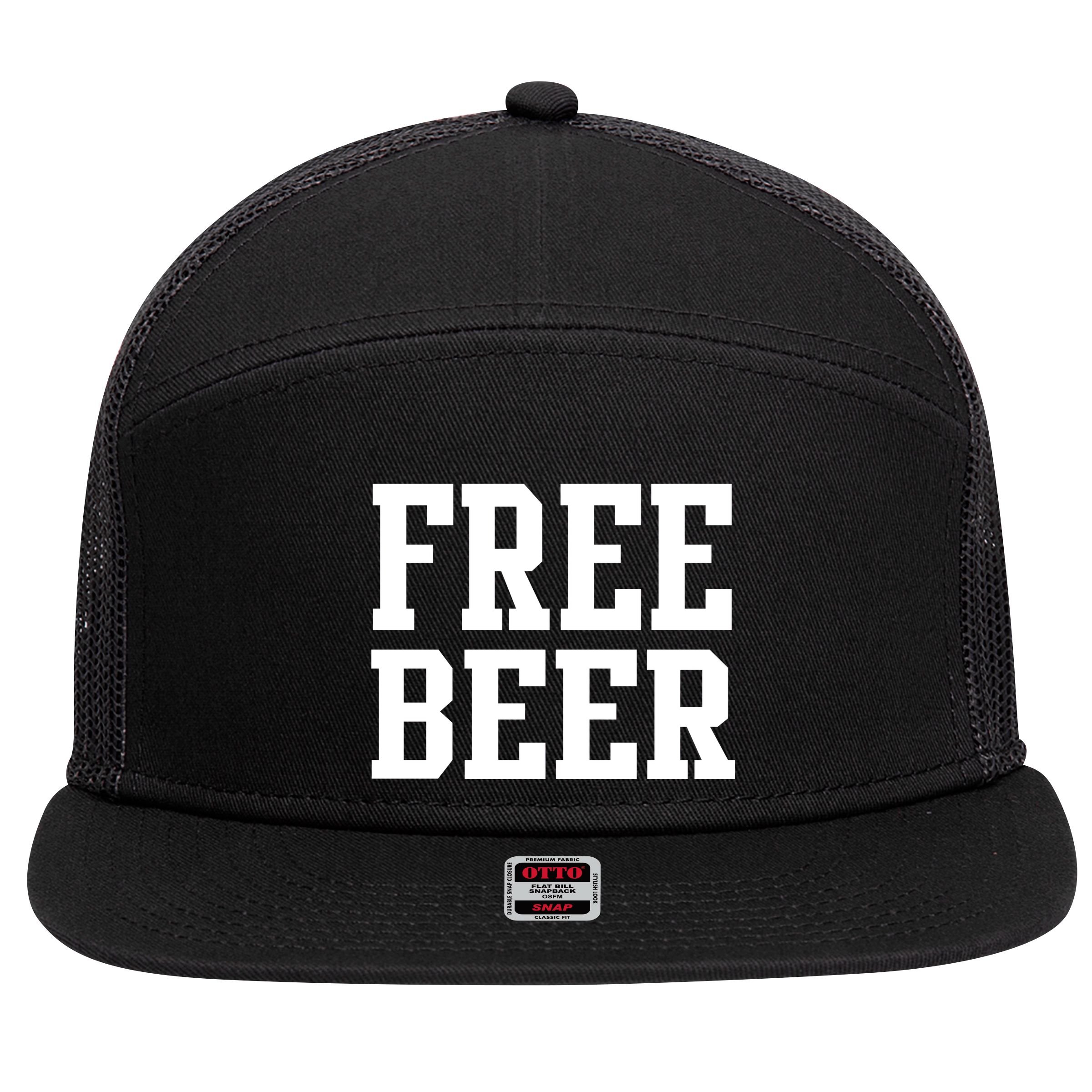 Free Beer Logo 7 Panel Mesh Trucker Snapback Hat