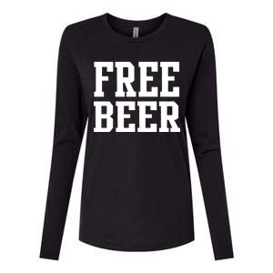 Free Beer Logo Womens Cotton Relaxed Long Sleeve T-Shirt