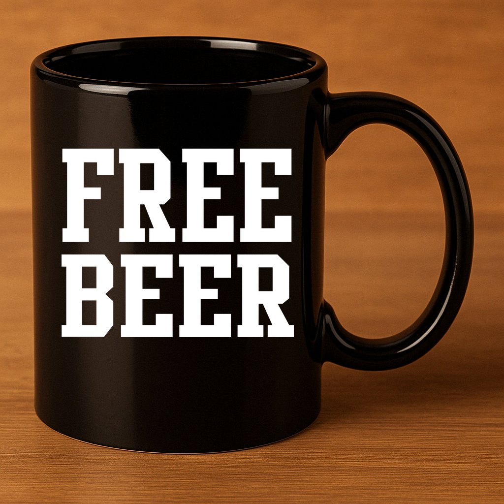 Free Beer Logo 11oz C Handle Ceramic Mug
