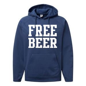 Free Beer Logo Performance Fleece Hoodie