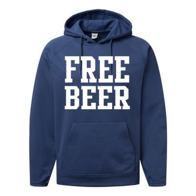 Free Beer Logo Performance Fleece Hoodie