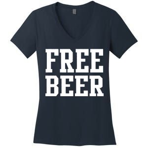 Free Beer Logo Women's V-Neck T-Shirt