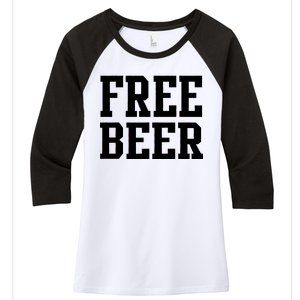 Free Beer Logo Women's Tri-Blend 3/4-Sleeve Raglan Shirt