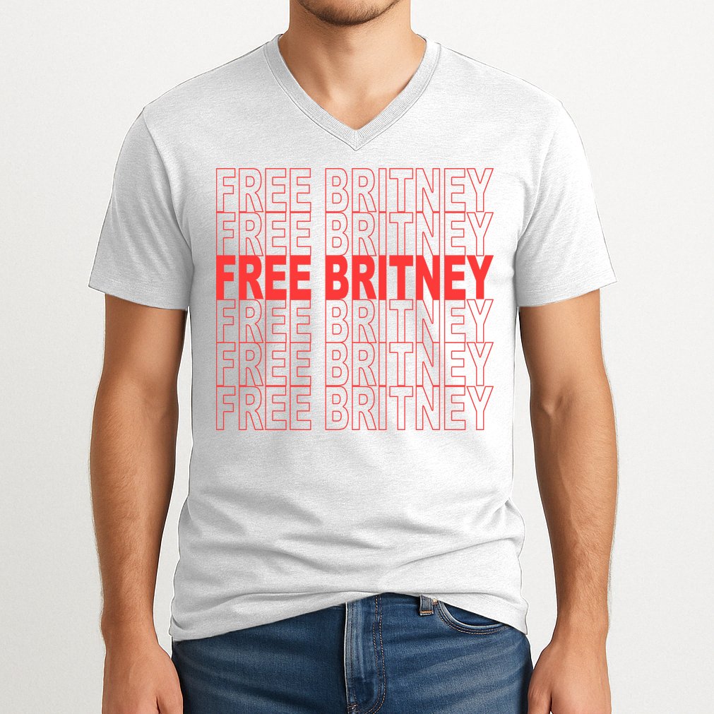 Free Britney Bag Logo V-Neck T-Shirt