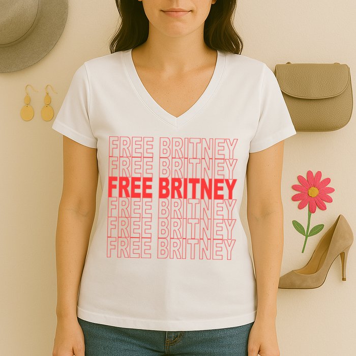 Free Britney Bag Logo Women's V-Neck T-Shirt