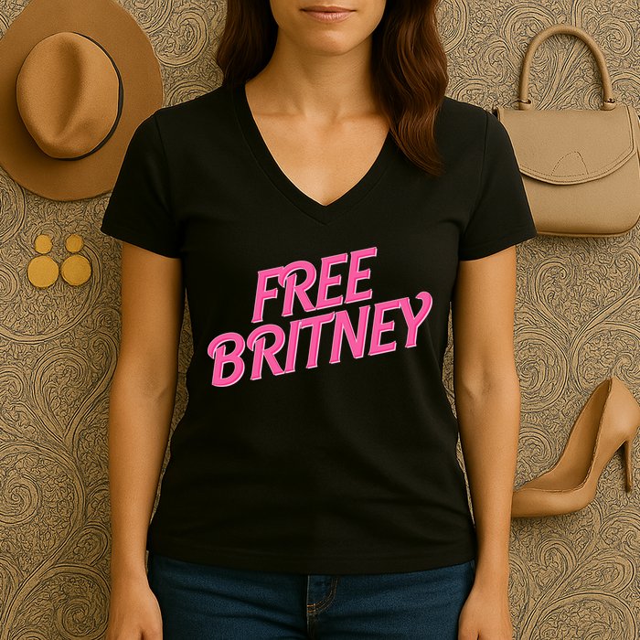 Free Britney Logo Women's V-Neck T-Shirt
