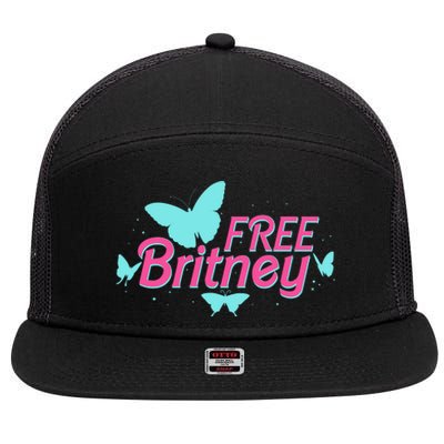 Free Britney Meme Butterflies 7 Panel Mesh Trucker Snapback Hat