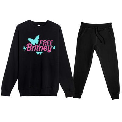 Free Britney Meme Butterflies Premium Crewneck Sweatsuit Set