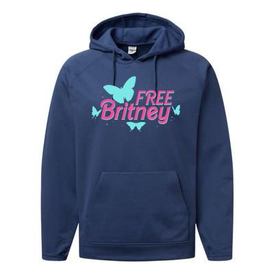 Free Britney Meme Butterflies Performance Fleece Hoodie