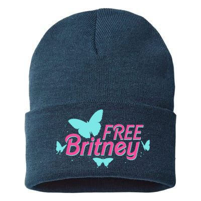 Free Britney Meme Butterflies Sustainable Knit Beanie