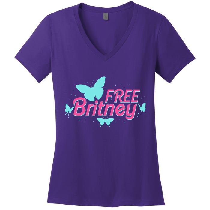 Free Britney Meme Butterflies Women's V-Neck T-Shirt