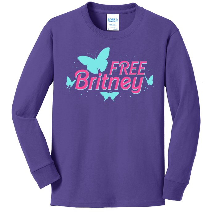 Free Britney Meme Butterflies Kids Long Sleeve Shirt