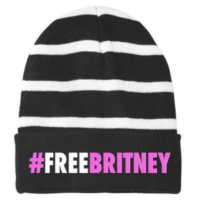 Free Britney Meme Fight For Britney Striped Beanie with Solid Band