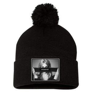 Free Britney Photo Support Pom Pom 12in Knit Beanie