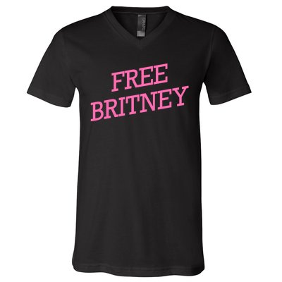 Free Britney pink V-Neck T-Shirt