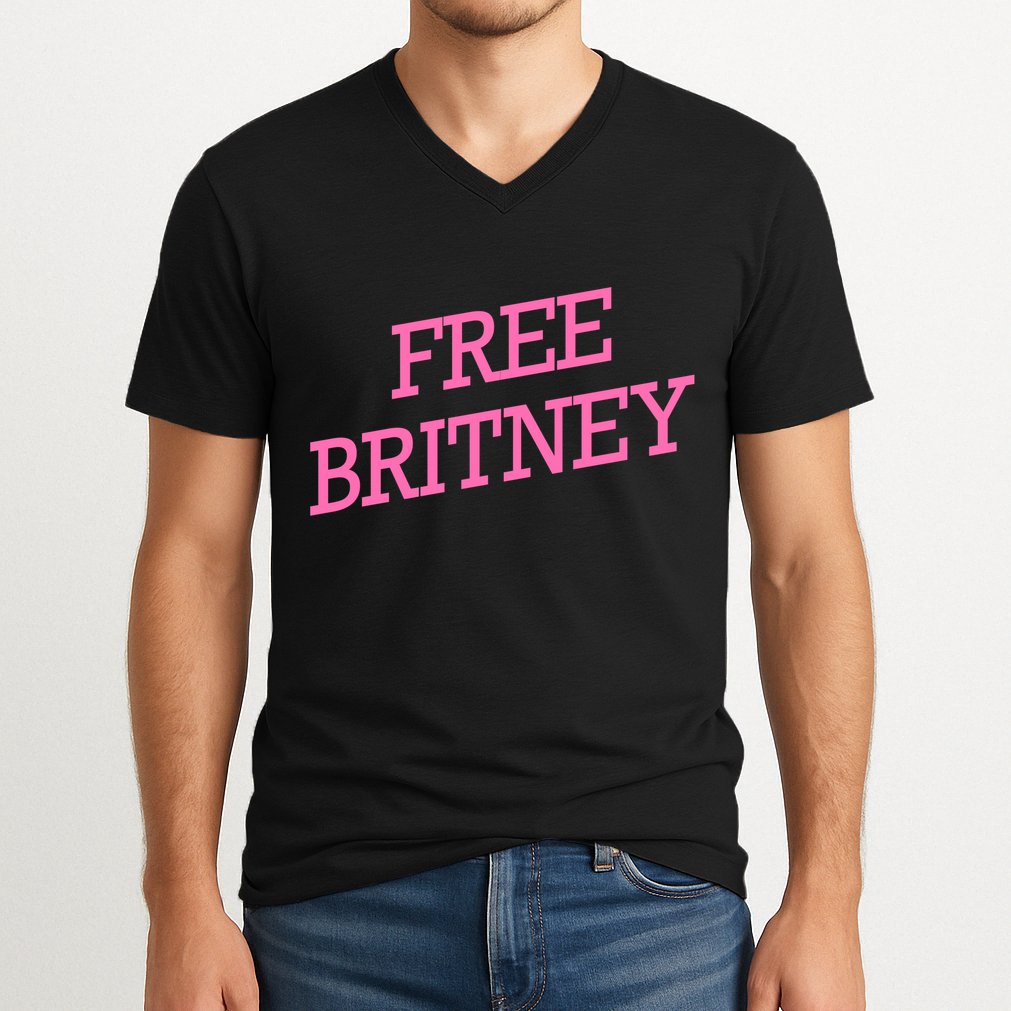 Free Britney pink V-Neck T-Shirt