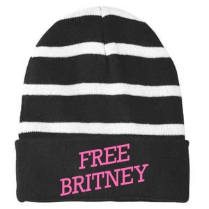 Free Britney pink Striped Beanie with Solid Band