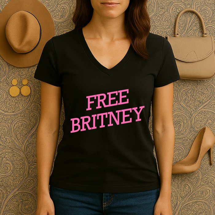 Free Britney pink Women's V-Neck T-Shirt