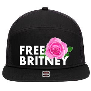 Free Britney Pink Rose Flower 7 Panel Mesh Trucker Snapback Hat