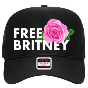 Free Britney Pink Rose Flower High Crown Mesh Back Trucker Hat