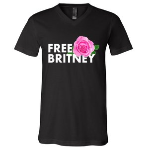 Free Britney Pink Rose Flower V-Neck T-Shirt