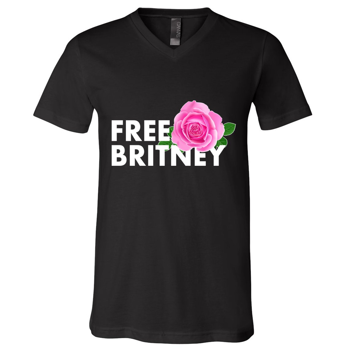 Free Britney Pink Rose Flower V-Neck T-Shirt