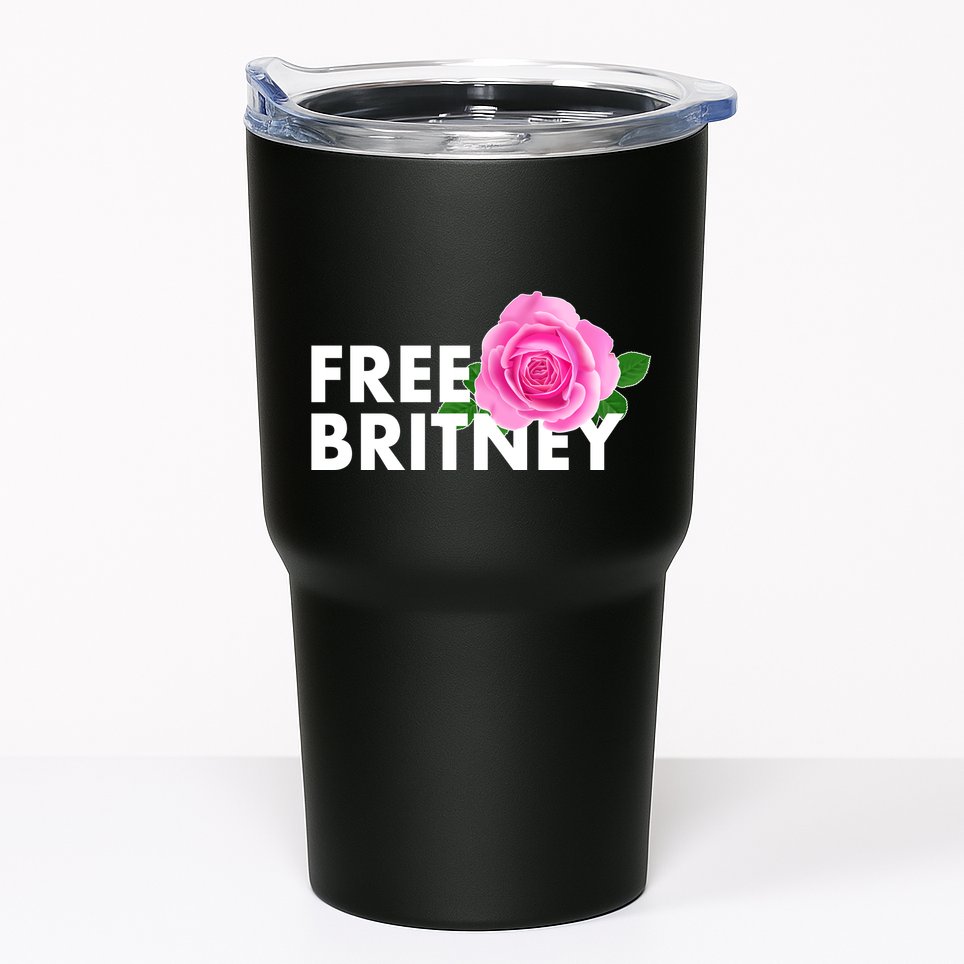 Free Britney Pink Rose Flower Tumbler