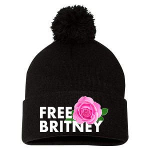 Free Britney Pink Rose Flower Pom Pom 12in Knit Beanie