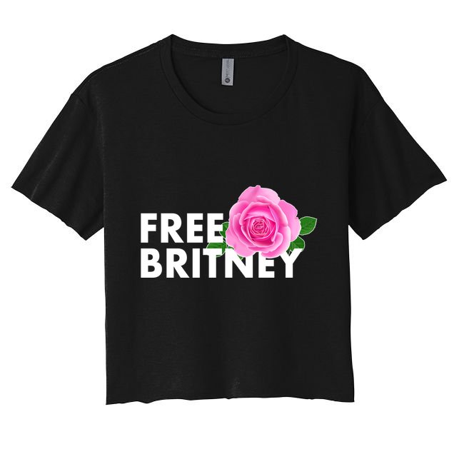 Free Britney Pink Rose Flower Crop Top