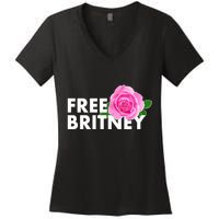 Free Britney Pink Rose Flower Women's V-Neck T-Shirt