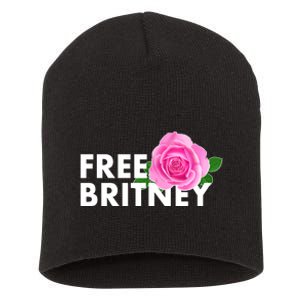 Free Britney Pink Rose Flower Short Acrylic Beanie