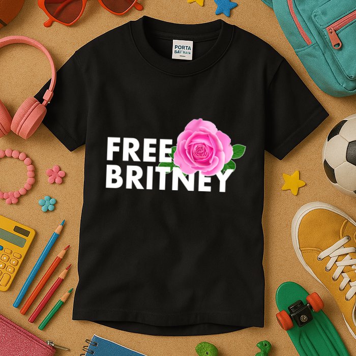 Free Britney Pink Rose Flower Kids T-Shirt