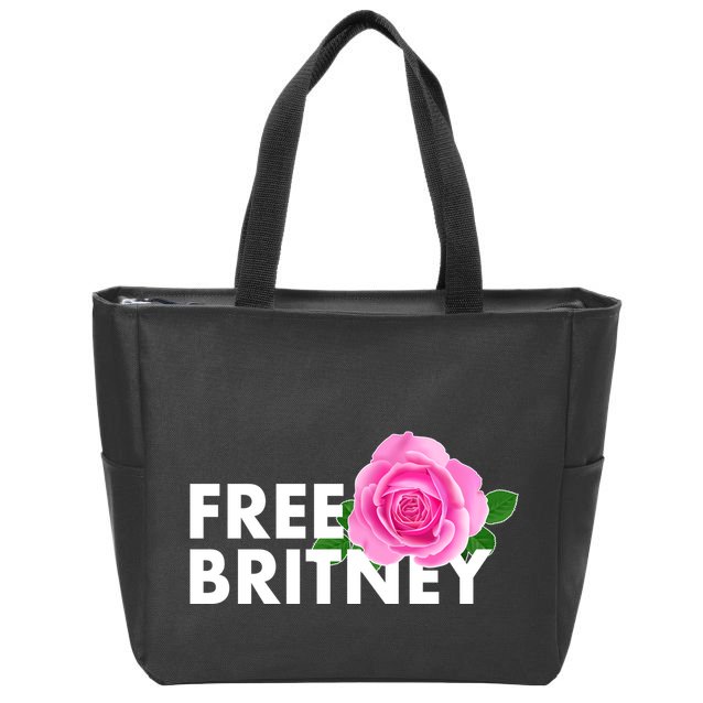 Free Britney Pink Rose Flower Zip Tote Bag