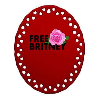 Free Britney Pink Rose Flower Ceramic Oval Ornament