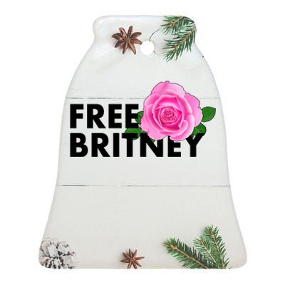 Free Britney Pink Rose Flower Ceramic Bell Ornament