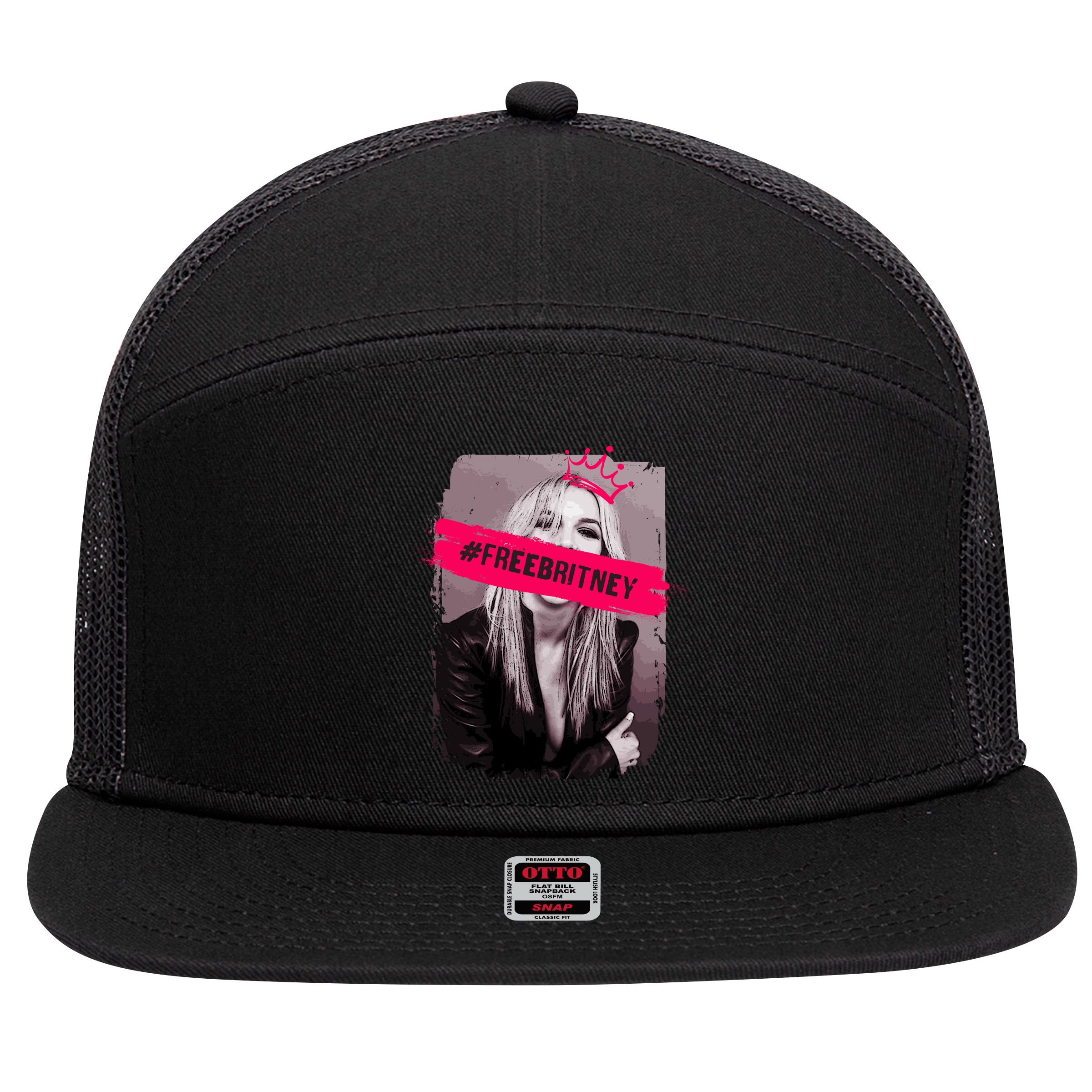 Free Britney Spears #FREEBRITNEY 7 Panel Mesh Trucker Snapback Hat