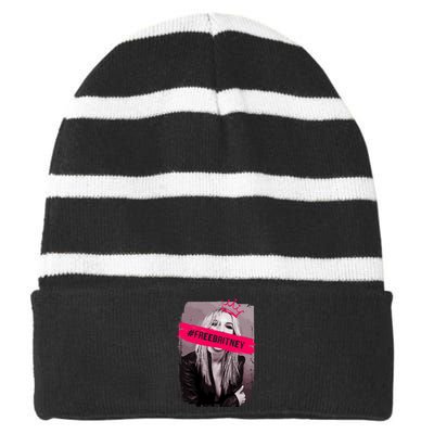 Free Britney Spears #FREEBRITNEY Striped Beanie with Solid Band