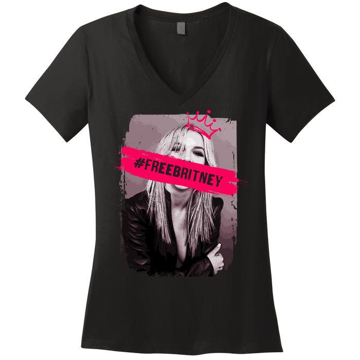 Free Britney Spears #FREEBRITNEY Women's V-Neck T-Shirt