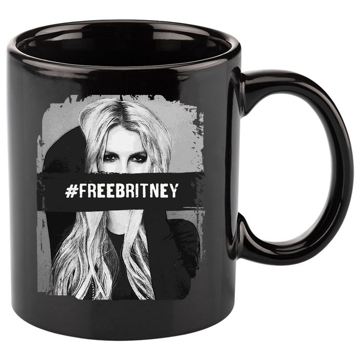 Free Britney Grey Style 11oz C Handle Ceramic Mug