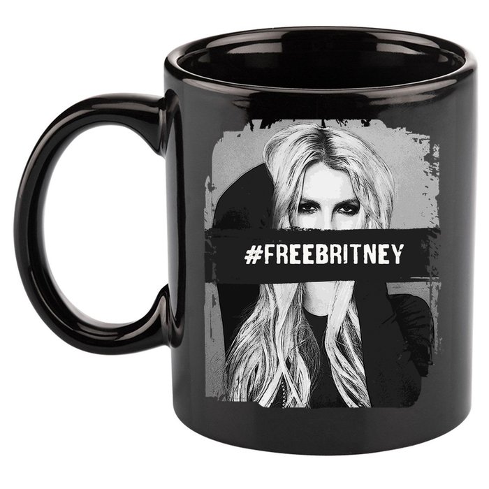 Free Britney Grey Style 11oz C Handle Ceramic Mug